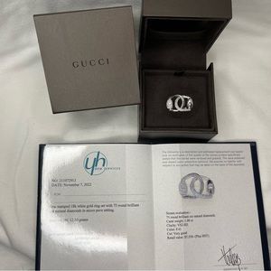 GUCCI RARE White Gold Ring w/Box
